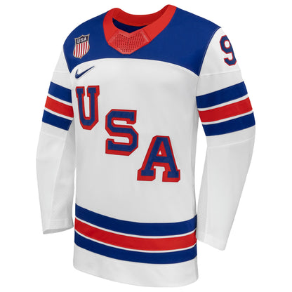 Men's USA Hockey Jack Eichel Nike White 2026 Away Replica Jersey