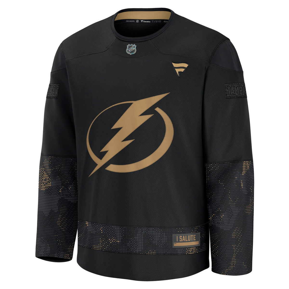 Men's Tampa Bay Lightning Fanatics Black 2024 Military Appreciation Practice Jersey