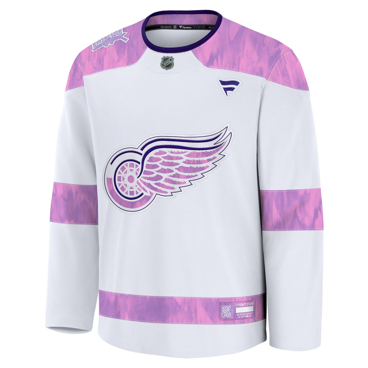 Men's Detroit Red Wings Fanatics White 2024 Hockey Fights Cancer Practice Jersey