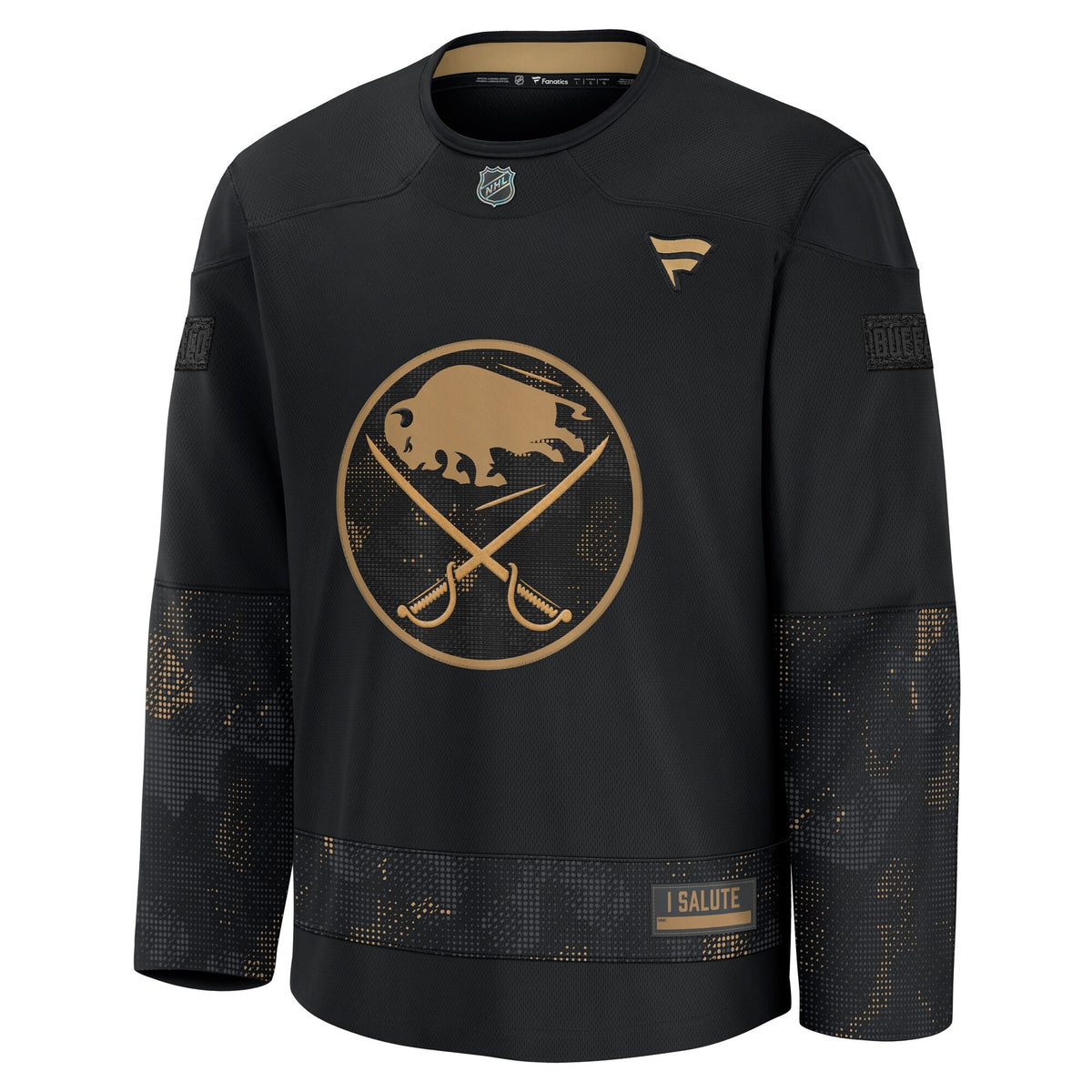 Men's Buffalo Sabres Fanatics Black 2024 Military Appreciation Practice Jersey