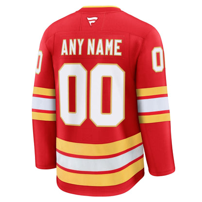 Men's Calgary Flames Fanatics Red Home Premium Custom Jersey