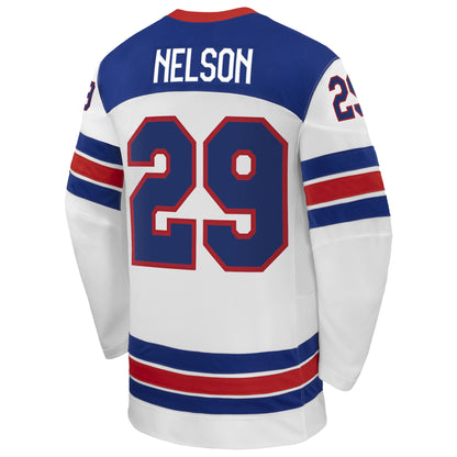 Men's US Hockey Brock Nelson Nike White 2026 Away Replica Jersey