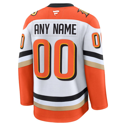 Men's Anaheim Ducks Fanatics White Away Premium Custom Jersey