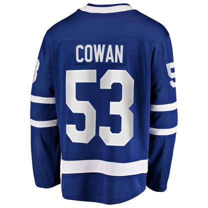 Men's Toronto Maple Leafs Easton Cowan Fanatics Blue Home Breakaway Jersey