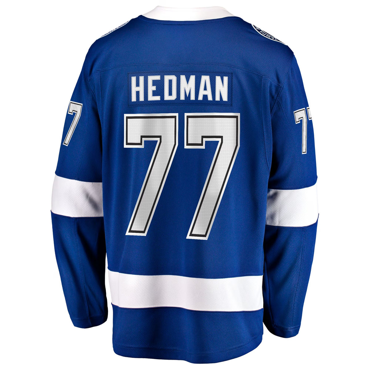 Men's Tampa Bay Lightning Victor Hedman Fanatics Blue Home Captain Patch Breakaway Jersey
