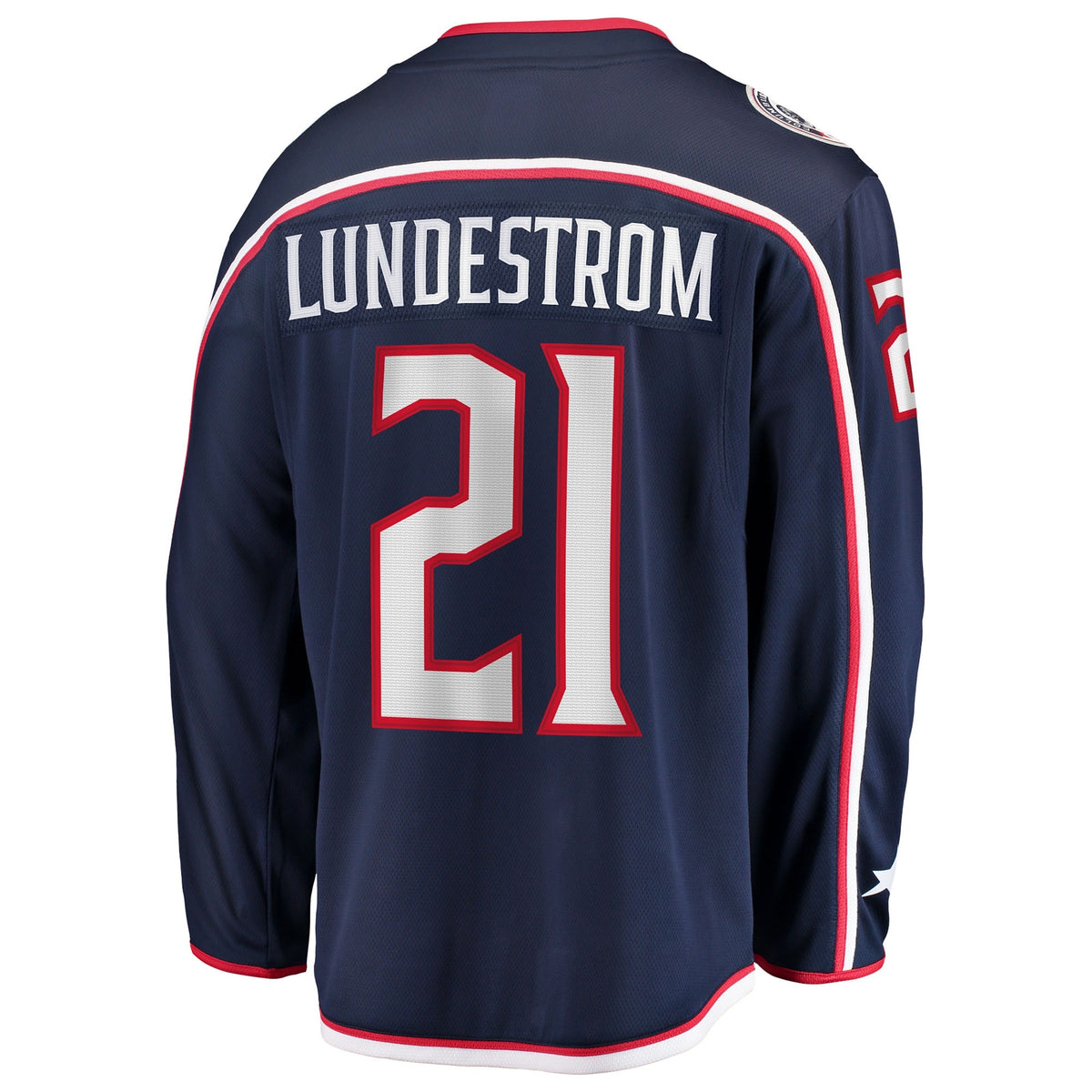 Men's Columbus Blue Jackets Isac Lundestrom Fanatics Navy Home Breakaway Jersey