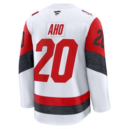 Men's Carolina Hurricanes Sebastian Aho Fanatics White Away Premium Jersey
