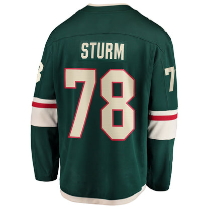 Men's Minnesota Wild Nico Sturm Fanatics Green Home Breakaway Jersey