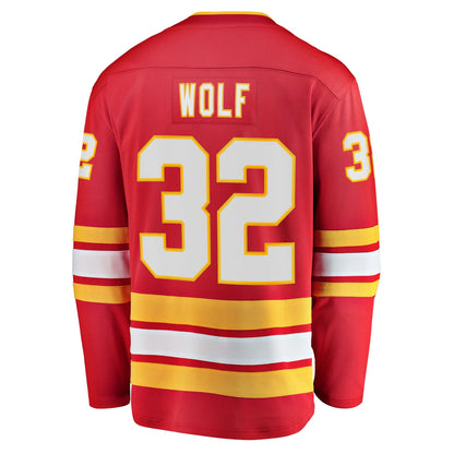 Men's Calgary Flames Dustin Wolf Fanatics Red Home Breakaway Jersey