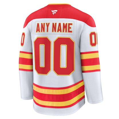 Men's Calgary Flames Fanatics White Away Premium Custom Jersey
