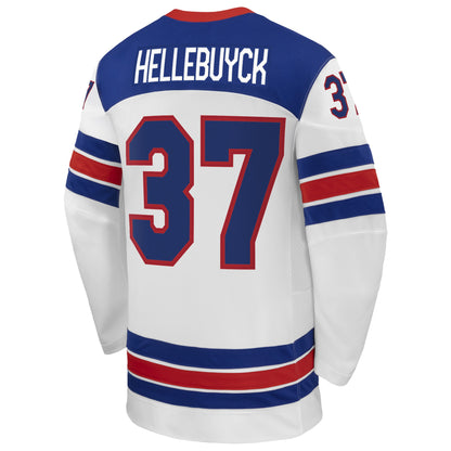 Men's Connor Hellebuyck Nike White US Hockey 2026 Away Replica Jersey