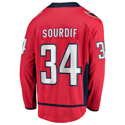 Men's Washington Capitals Justin Sourdif Fanatics Red Home Breakaway Jersey