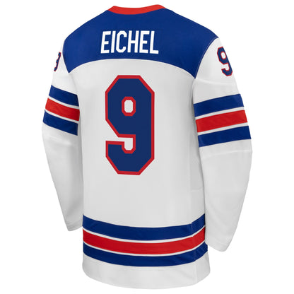 Men's USA Hockey Jack Eichel Nike White 2026 Away Replica Jersey