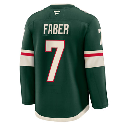 Men's Minnesota Wild Brock Faber Fanatics Green Anniversary Premium Jersey