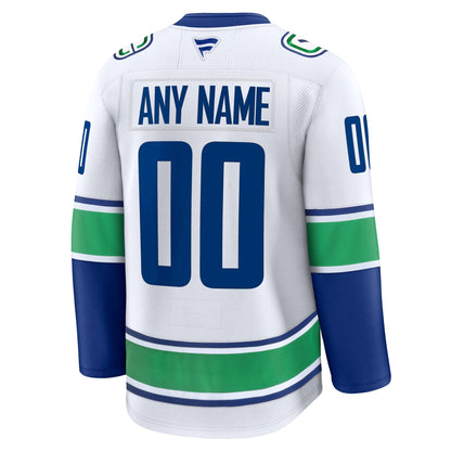 Men's Vancouver Canucks Fanatics White Away Premium Custom Jersey