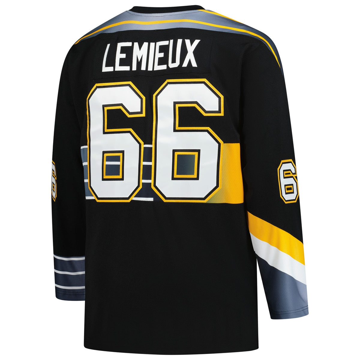 Men's Pittsburgh Penguins Mario Lemieux Mitchell & Ness Black 1996_97 Blue Line 2.0 Jersey