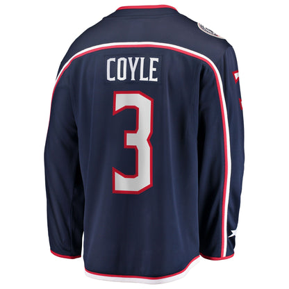 Men's Columbus Blue Jackets Charlie Coyle Fanatics Navy Home Breakaway Jersey