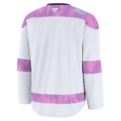 Men's Chicago Blackhawks Fanatics White 2024 Hockey Fights Cancer Practice Jersey