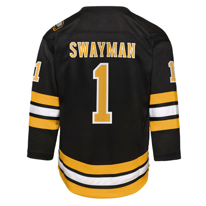 Youth Boston Bruins Jeremy Swayman Outerstuff Black Home Replica Jersey