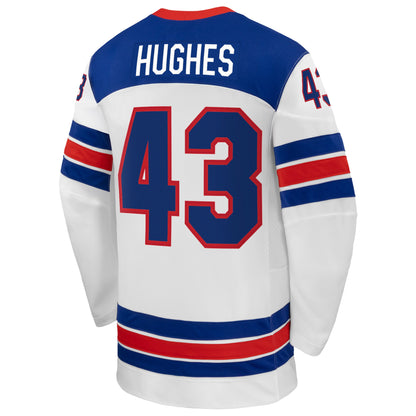 Men's Quinn Hughes Nike White US Hockey 2026 Away Replica Jersey