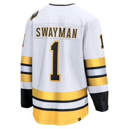 Men's Boston Bruins Jeremy Swayman Fanatics White Away Breakaway Player Jersey