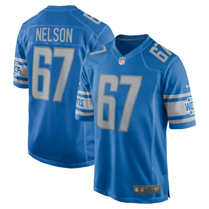 Matt Nelson Detroit Lions Game Jersey - Blue