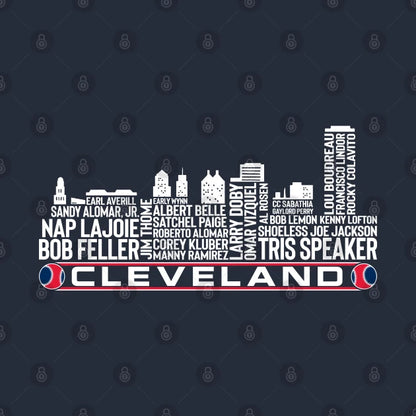 Cleveland Baseball Team All Time Legends, Cleveland City Skyline T-Shirt