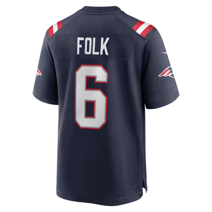 Nick Folk New England Patriots Game Jersey - Navy