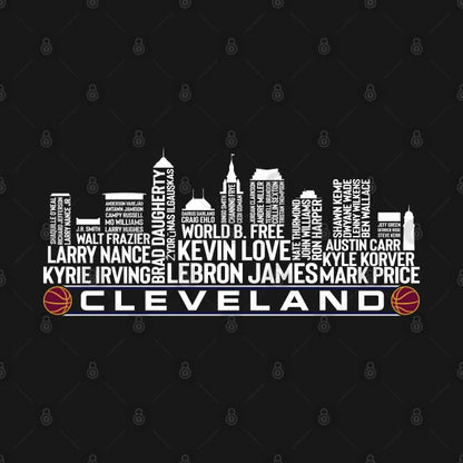 Cleveland Basketball Team All Time Legends, Cleveland City Skyline Hoodie