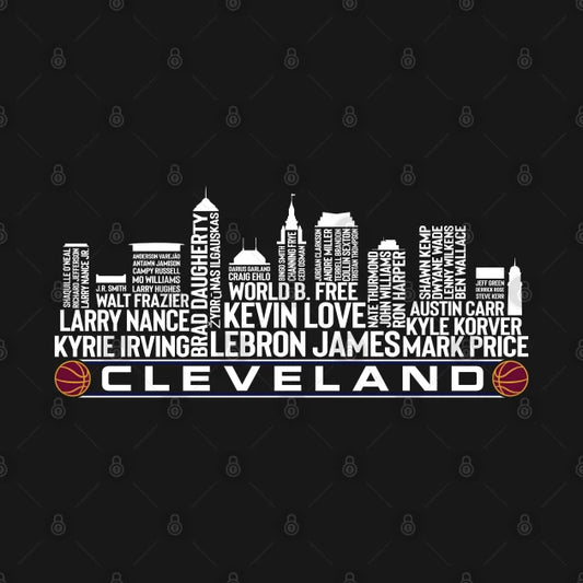 Cleveland Basketball Team All Time Legends, Cleveland City Skyline Hoodie