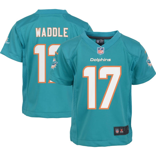 Preschool Jaylen Waddle Aqua Miami Dolphins Game Jersey