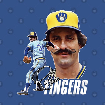 Retro Rollie Fingers Handlebar Crew Tribute T-Shirt