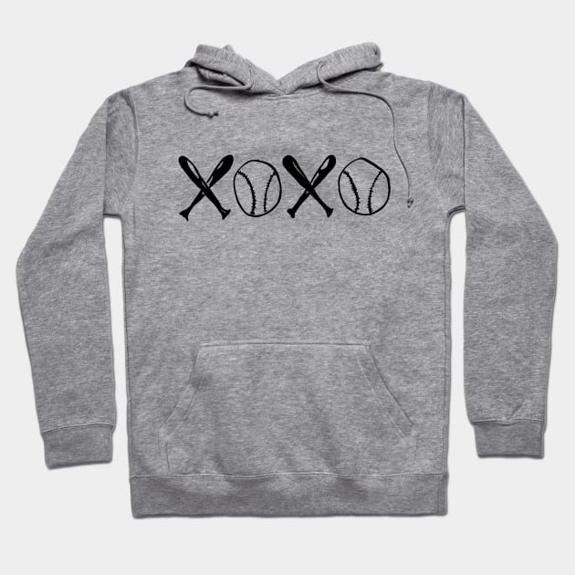 Xoxo, Crossed Baseball Bats And Baseballs Hoodie