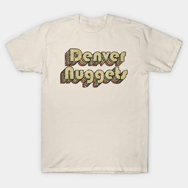 Denver Nuggets  Vintage Rainbow Typography Style  70S T-Shirt