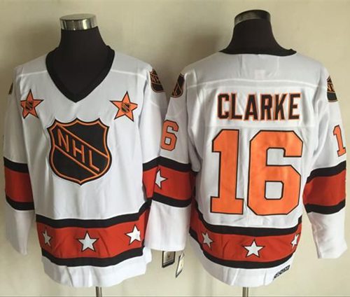 1972 81 Nhl All star 16 Bobby Clarke White Ccm Throwback Stitched Vintage Hockey Jersey