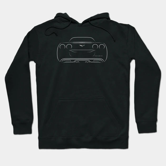Chevrolet Corvette C6 - Rear Stencil, White Hoodie