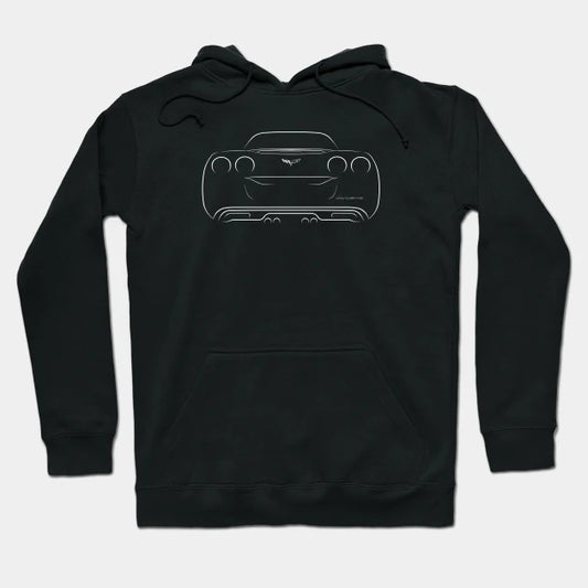 Chevrolet Corvette C6 - Rear Stencil, White Hoodie