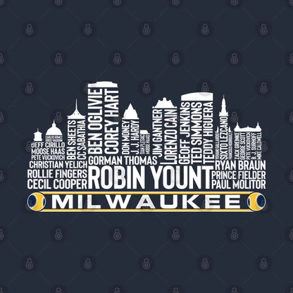 Milwaukee Baseball Team All Time Legends, Milwaukee City Skyline Hoodie