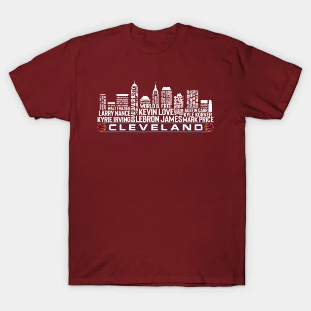 Cleveland Basketball Team All Time Legends, Cleveland City Skyline T-Shirt