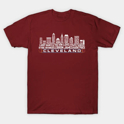 Cleveland Basketball Team All Time Legends, Cleveland City Skyline T-Shirt