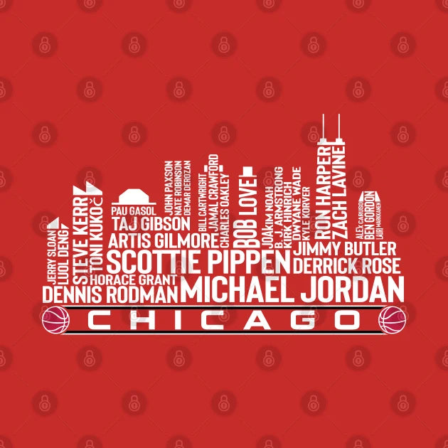 Chicago Basketball Team All Time Legends, Chicago City Skyline Hoodie