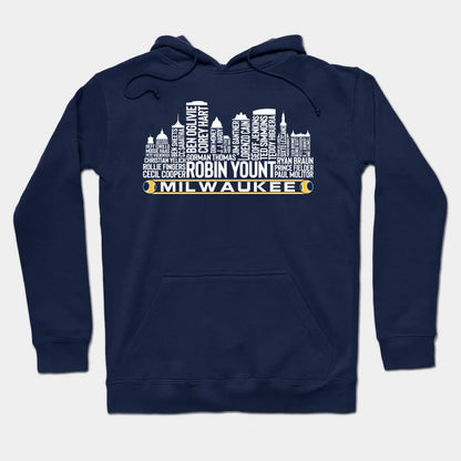 Milwaukee Baseball Team All Time Legends, Milwaukee City Skyline Hoodie
