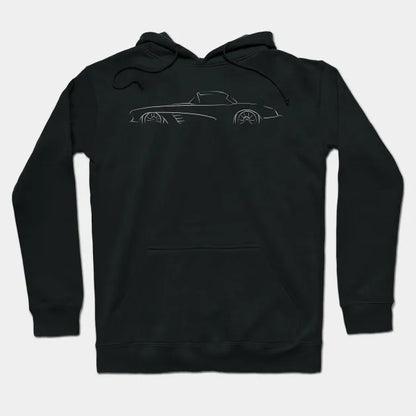 1958 Chevy C1 Corvette - Stencil Profile, White Hoodie