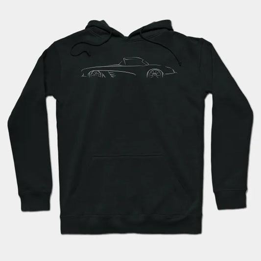 1958 Chevy C1 Corvette - Stencil Profile, White Hoodie