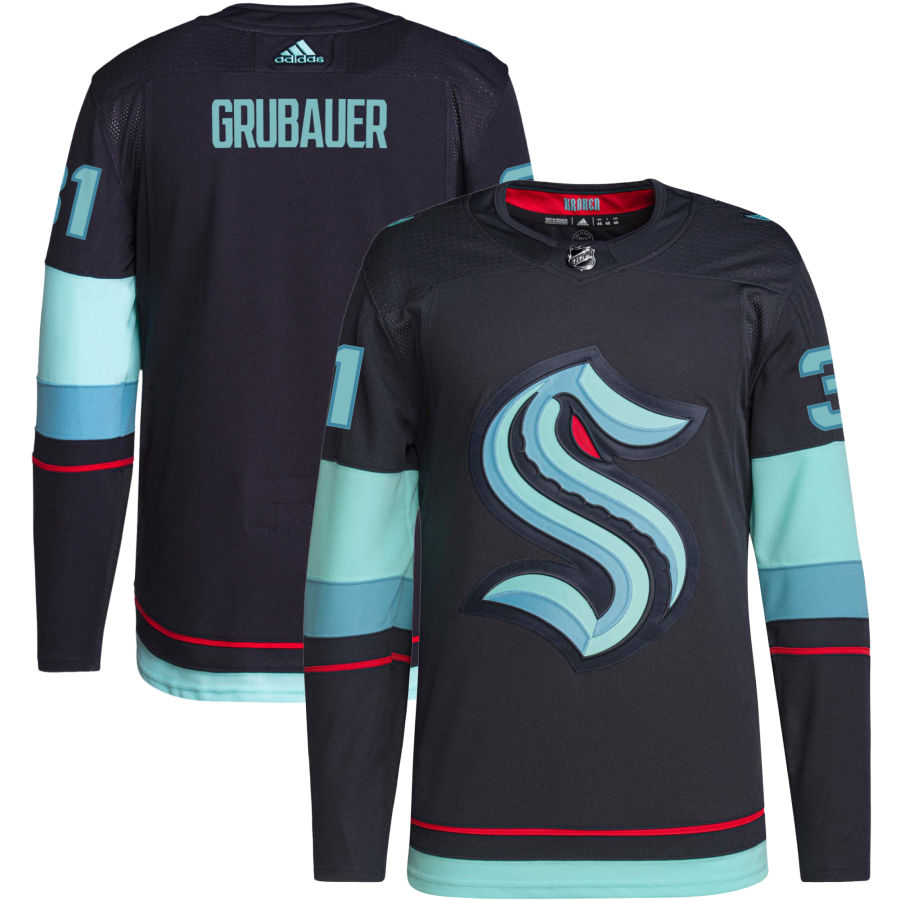 Philipp Grubauer Seattle Kraken Home Authentic Primegreen Jersey - Navy