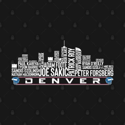 Colorado Hockey Team All Time Legends, Denver City Skyline Hoodie