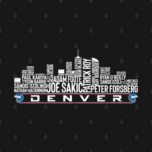 Colorado Hockey Team All Time Legends, Denver City Skyline Hoodie