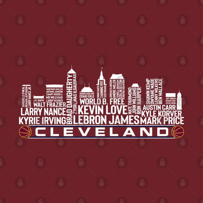 Cleveland Basketball Team All Time Legends, Cleveland City Skyline T-Shirt