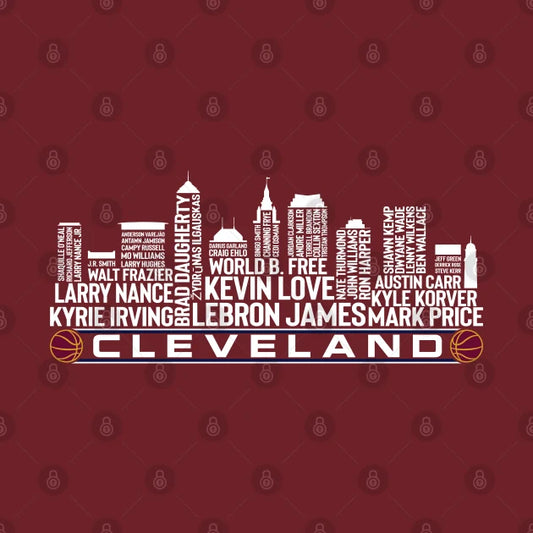 Cleveland Basketball Team All Time Legends, Cleveland City Skyline T-Shirt