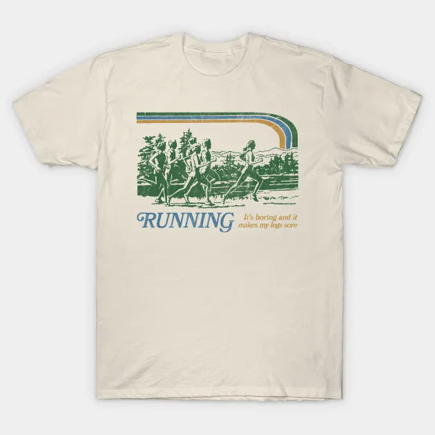 Running / 80S Vintage Style Parody Design T-Shirt